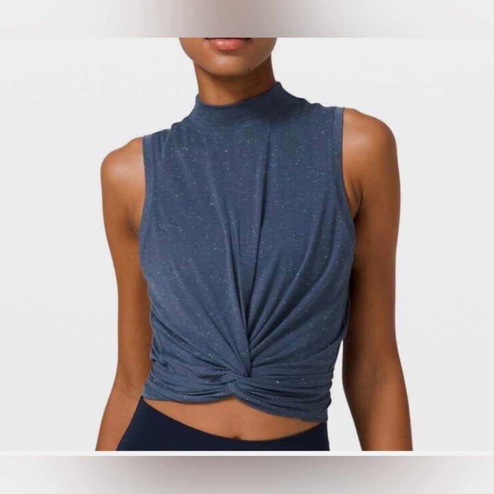 Lululemon Time to Restore Mock Tie Tank Size 2 Iron Blue Tie Wrap Like new